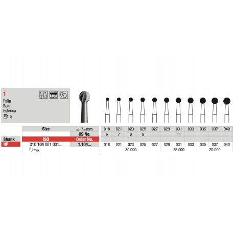 Fresa in Acciaio di lavorazione a Palla HP 025 (5pz)