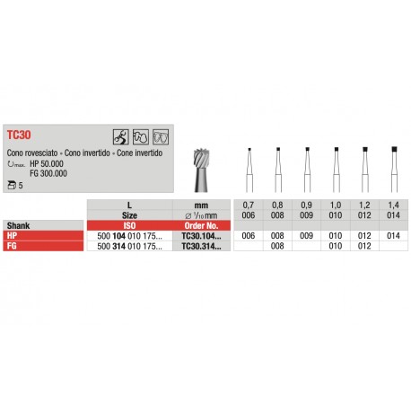 Fresa in Carburo di Tungsteno Cono Rovesciato L1.2mm FG 012 (5)